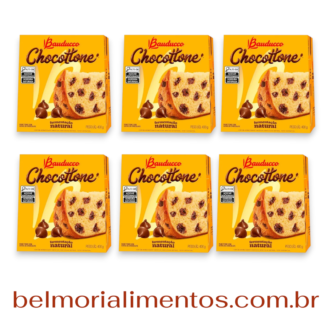 Kit 6 Chocottone Bauducco com Gotas de Chocolate 400g