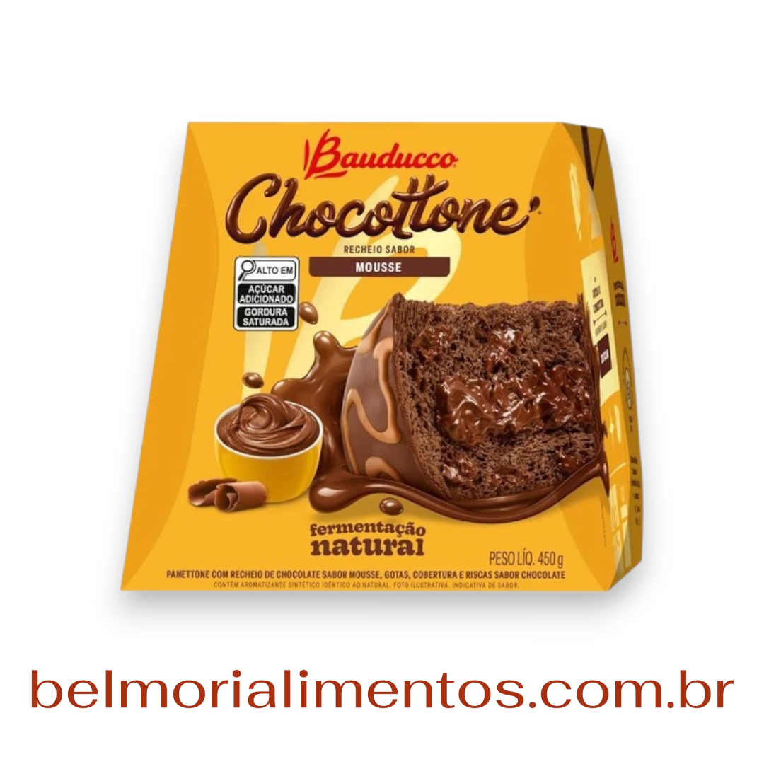 Chocottone Bauducco Chocolate Recheio Mousse Cobertura Chocolate 450g